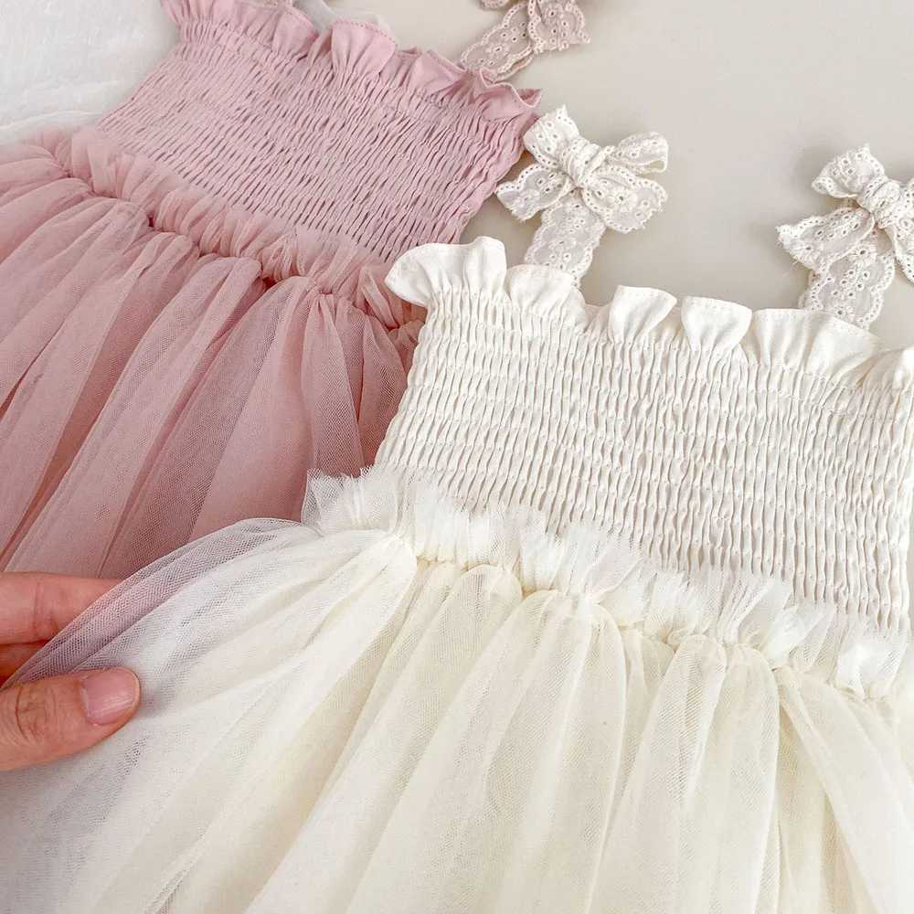 0-2Y Summer Baby Girls Clothes Mesh Ruffle Baby Bodysuit Toddler Camisole One Piece Cute Baby Outfit X250528