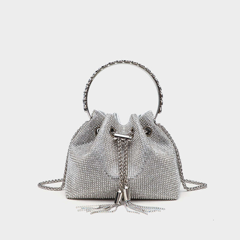 Summer New Rhinestone Shiny Inlaid Diamond Bucket Niche Light Luxury Crossbody Handbag Evening Bag