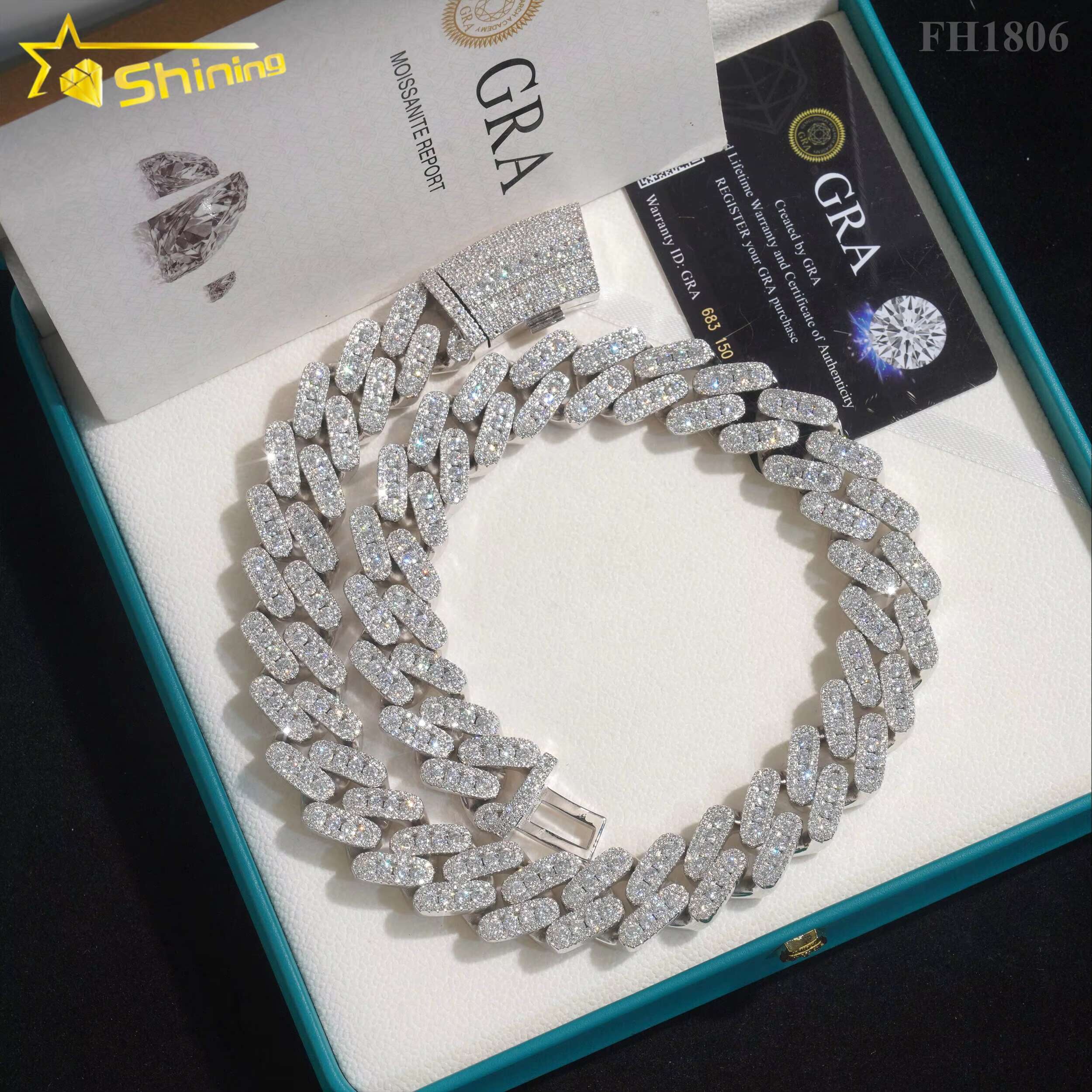 Pass Diamond Tester Fashion Jewelry Necklace Sterling Silver Wholesale Moissanite Cuban Link Chain
