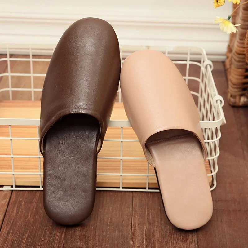 Japan Style Sheepskin Couples Indoor Slippers Genuine Leather All Season Anti-Slip Comfortable Home Slippers for Men and Women 250523