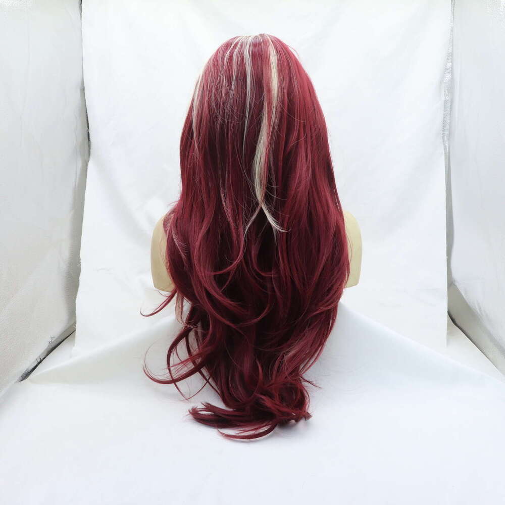 Mermaid Princess Red Middle Part Big Waves Synthetic High-Temperature Fiber Long Curly Hair