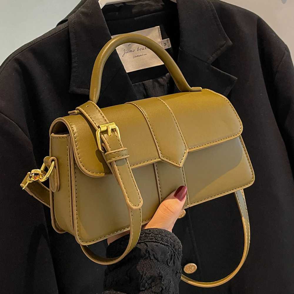 Fashion Women Commute Crossbody Bag French Solid Buckle Zipper Delicate Handbags High-Grade PU Leather Messenger Bags Y250528