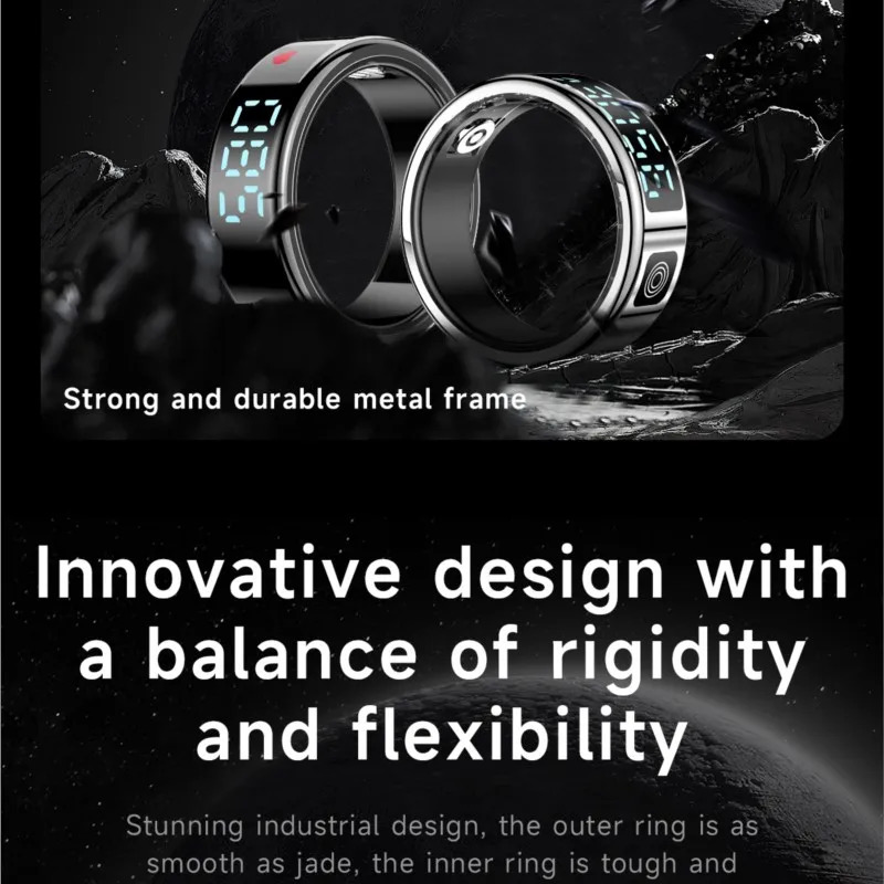 2025 SR08 Smart Ring Men Women LED Display Screen Heart Rate Blood Oxygen Monitoring 5ATM Waterproof Multi Sports Modes Gift 250603