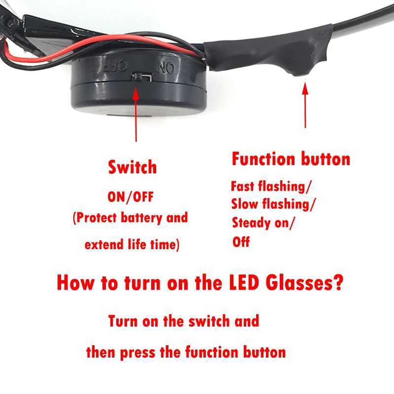 Fluorescent Glowing Cyberpunk Cyber LED Glasses LED Laser Glasses Dance Show Props Party Luminous Eyewear Costume Supplies W250528