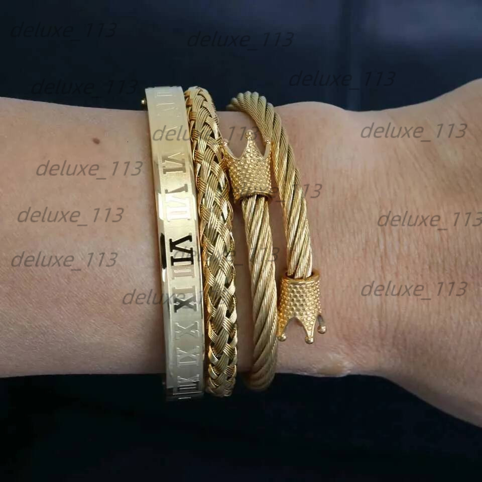 Bangle Top Quality Royal Crown Bracelets Bangles Fashion Stainless Steel Men Jewelry Do Not Fade Jewellery Sets Best Gift 240411