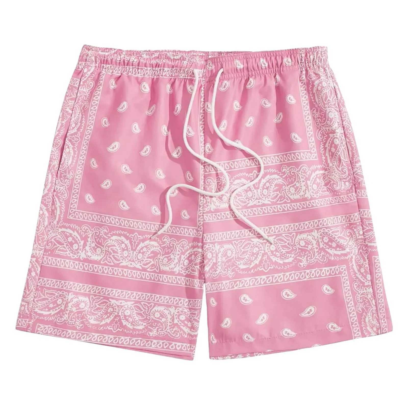 Summer Shorts For Men Plus Size MenS Boho Drawstring Waist Paisley Print Beach Shorts For Men X250528