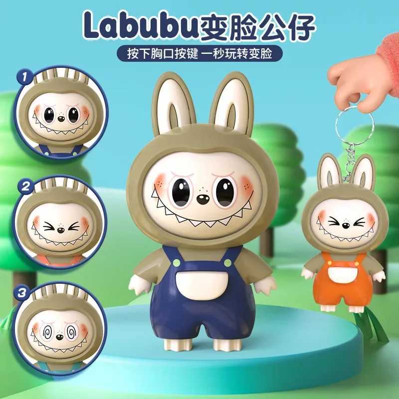 Labubu Face Changing Cartoon Keychain LABUBU Cloth Doll Bag Pendant Creative Ornament 3 Types of Facial Toys X250528
