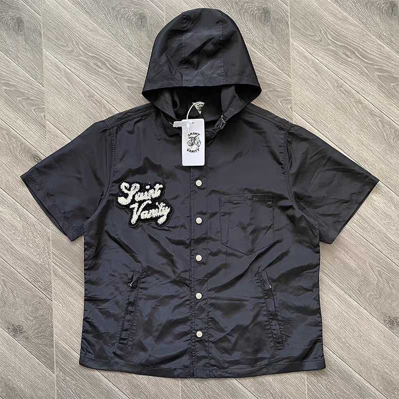 Saint Vanity Embroidered Short Slve Hooded Windbreaker - Casual Sporty Lightweight Jacket for Men WomenStrtwear Outerwear X250528