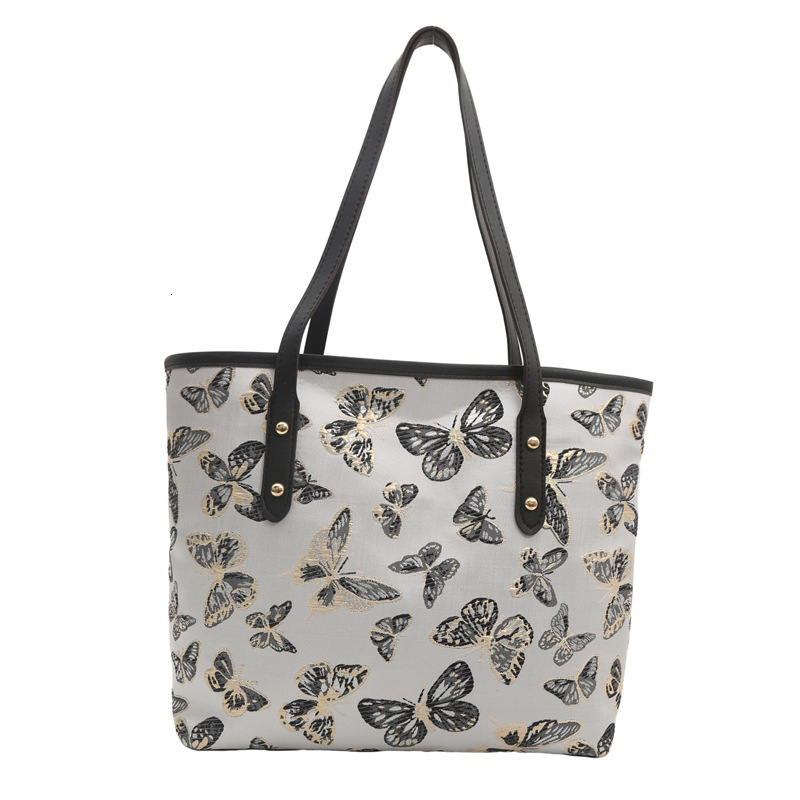 Luxury Brand Designer Bag Small Fresh Big For Women 2024 Spring And Summer New Style Embroidered Butterfly Shoulder Bag, Stylish Large Capacity Tote B