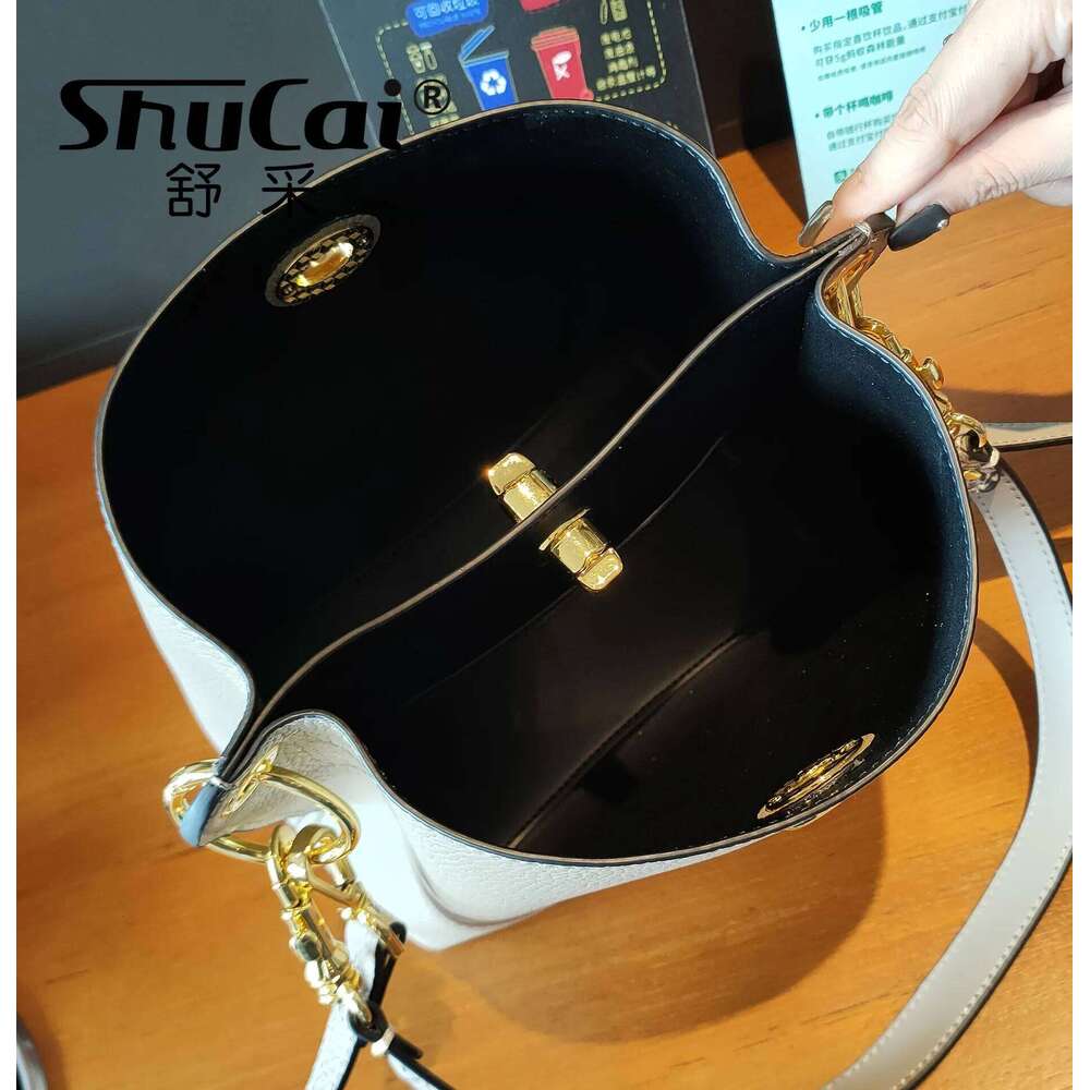 Genuine Leather Single Shoulder Bucket Head Layer Cowhide Crossbody Commuter Women's Bag
