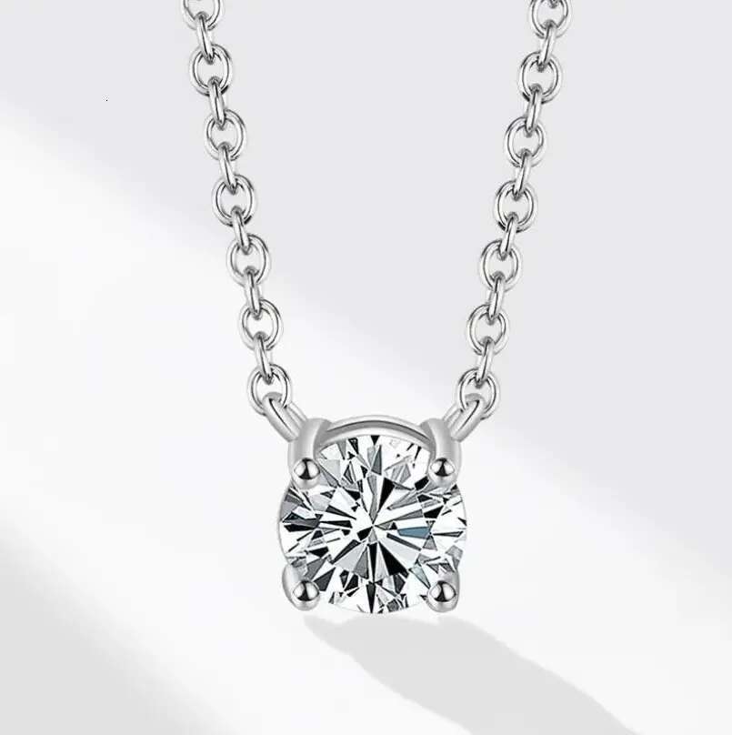 2024 Choucong Moissanite Dia Pendant Simple Fashion Jewelry Real 100% Sterling Sier 14K Gold Solitaire Gemstones Women Beach Clavicel Necklace Gift