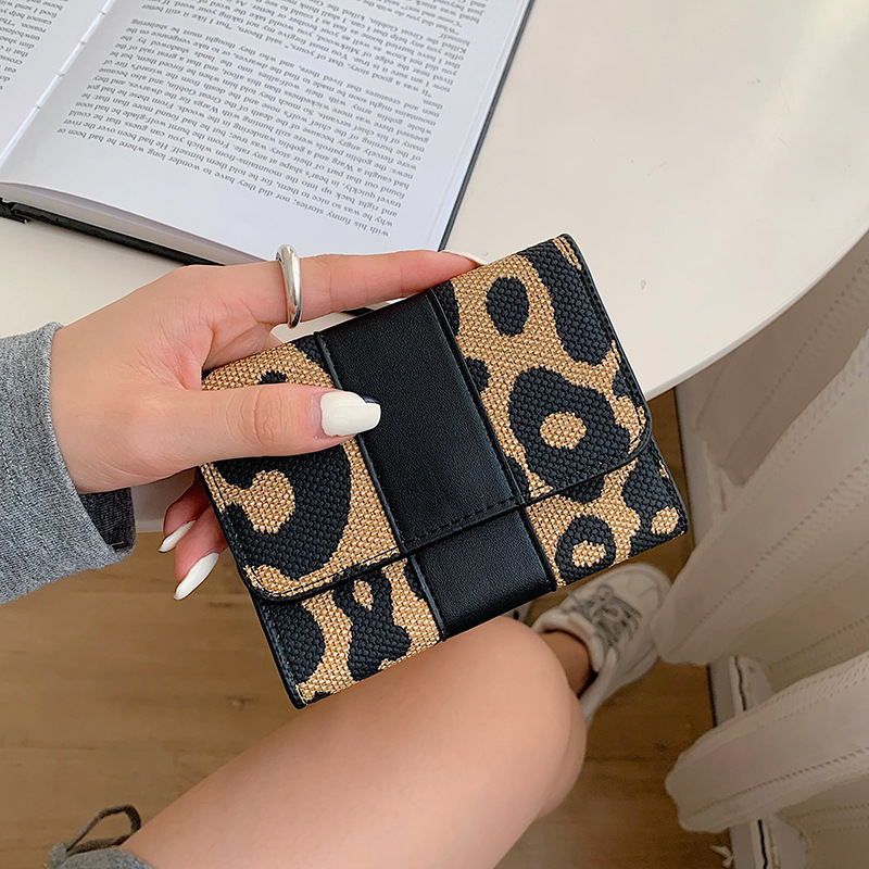 Free Shipping Designer Bag Female New Leopard Print Internet Celebrity Fashion Large Capacity Zero Folding Multi Card Position Long Wallet