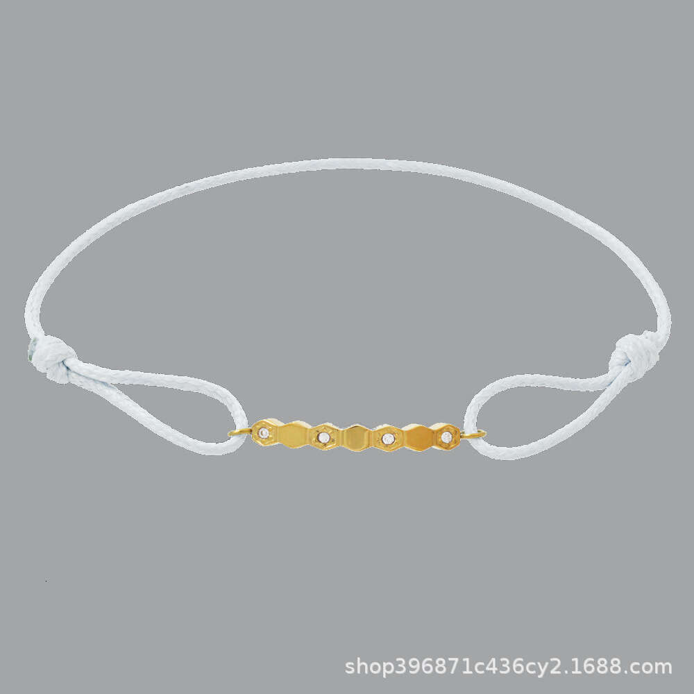 Handwoven Titanium Steel Gold and Sier Couple Hexagonal Honeycomb Zirconia Colorful Adjustable Neutral Rope