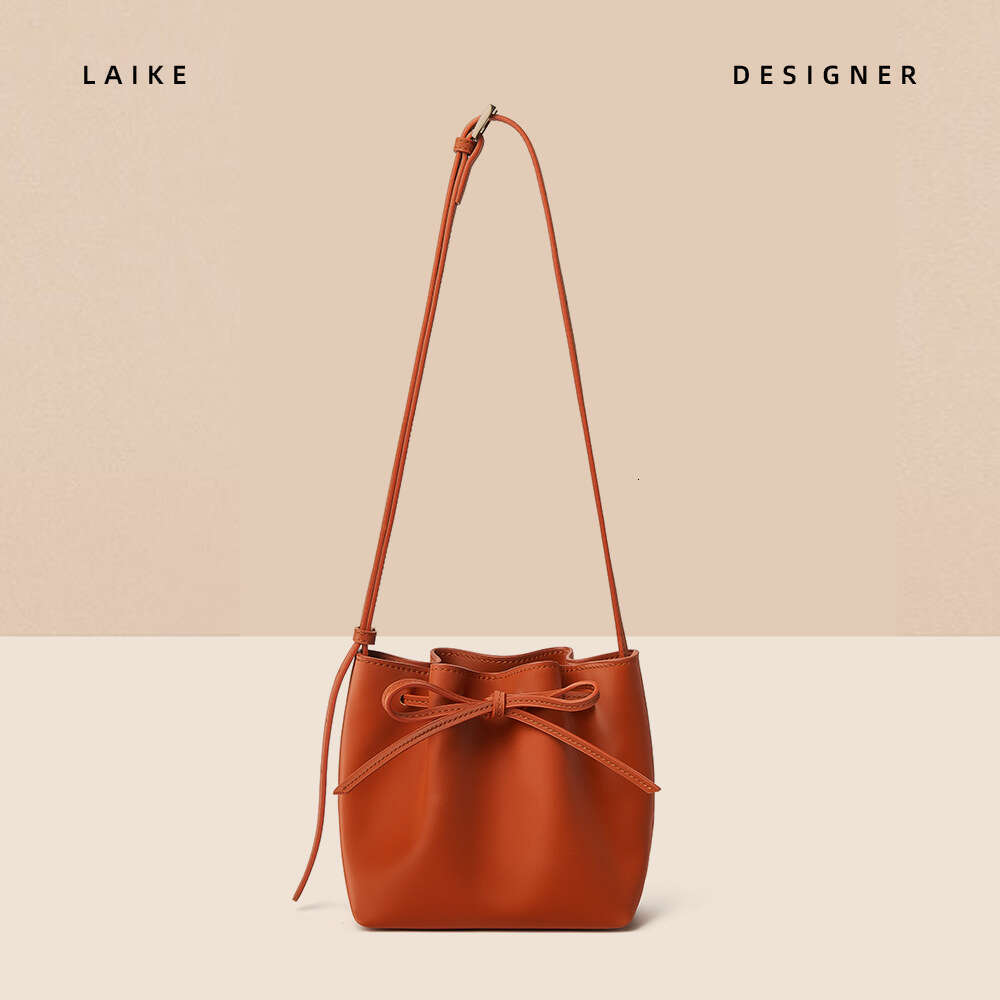2024 New Women's High-End Satin Cowhide Crossbody Korean Style Casual Drawstring Genuine Leather Underarm Shoulder Bag