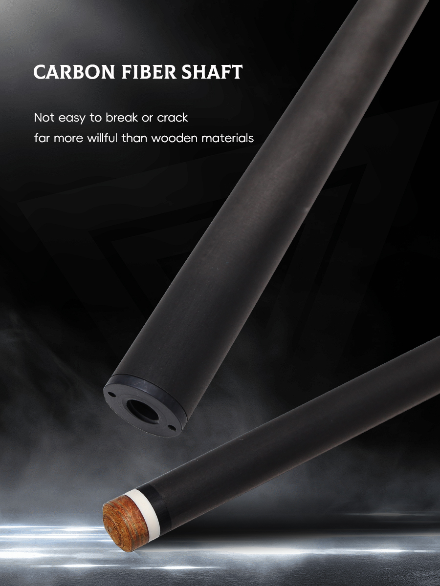 OKHEALING - 30in Uni-loc Joint Carbon Fiber Pool Cue Single Shaft, Customized Tip 9.5mm, 11mm, 11.8mm, 12mm, 12.4mm, 13mm, Low Deflection Technology, 