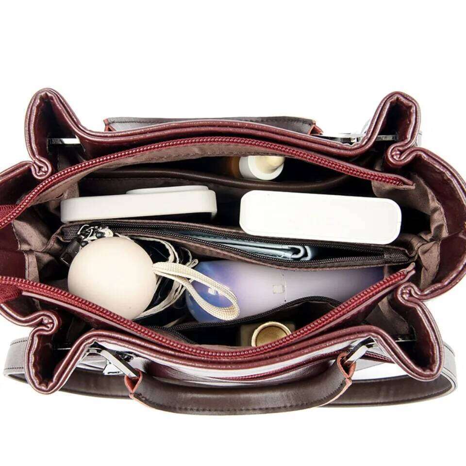 Hiqh Quality Oil Pu Leather Shoulder Hand For Sac Handbags Women Bags Designer Vintage Large Capacity Tote Bag