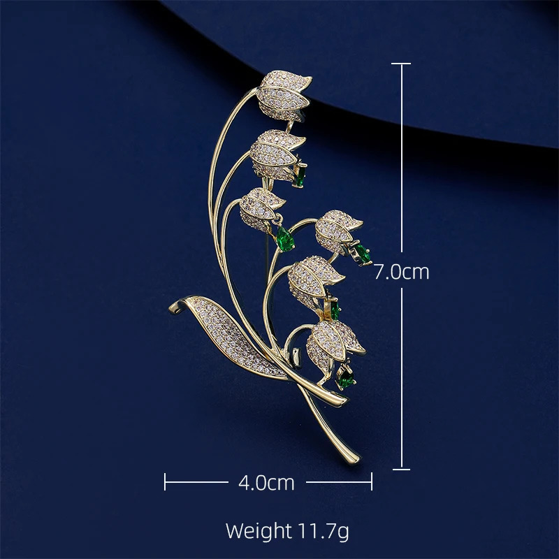 SUYU Fashion Trend Elegant Zircon Inlaid Brooch Womens Brooch Coat Accessories Pin Bell Orchid Pin Gift 250527