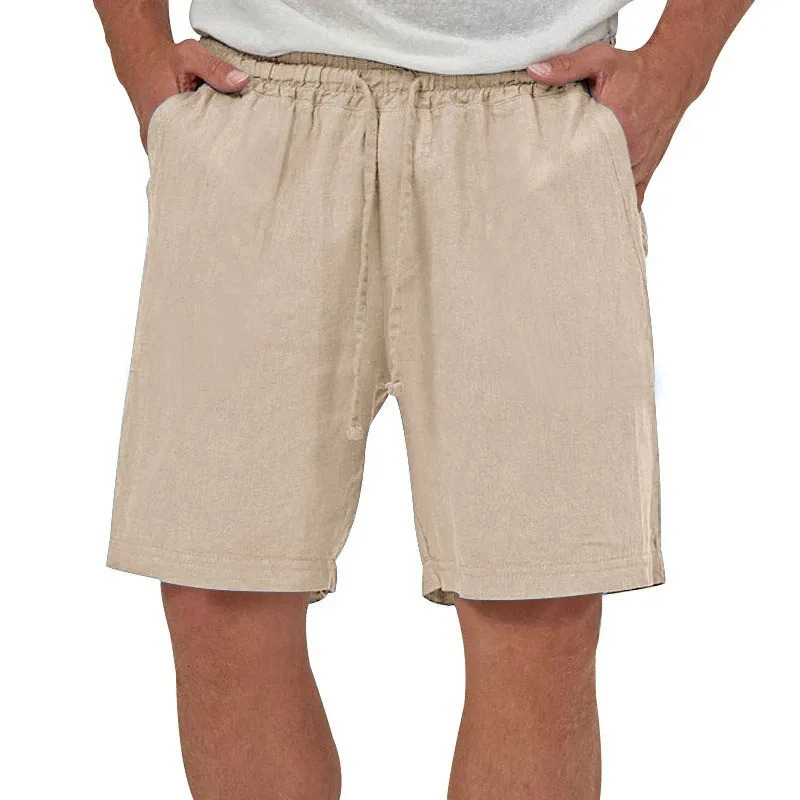 Mens Cotton Linen Shorts Casual Loose Fit Hawaiian Beach Style Short Pants Summer Breathable Lightweight Shorts Cozy Streetwear 250520