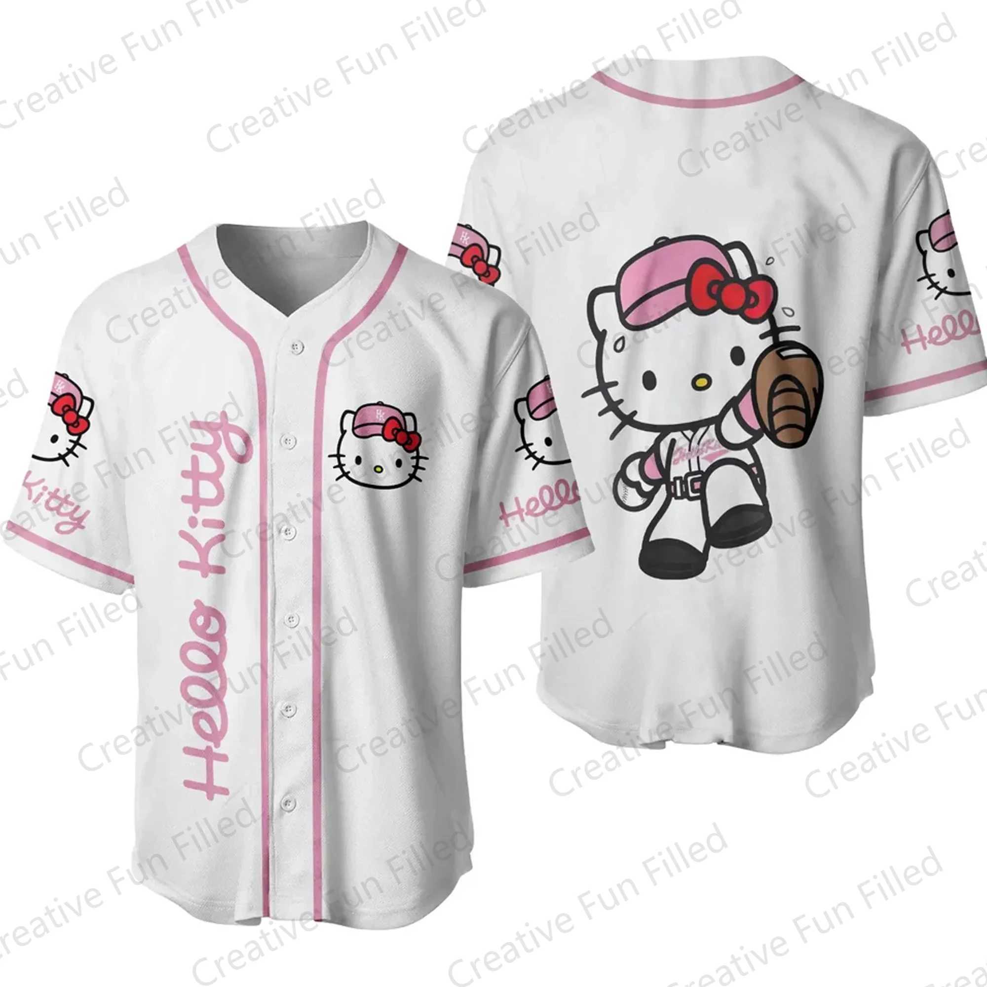 Sanrio 2024 New Arrival Cartoon Kawaii Hello Kitty Baseball Jersey Vacation Matching Jersey Fans Kit Special Baseball Edition Kitw250528