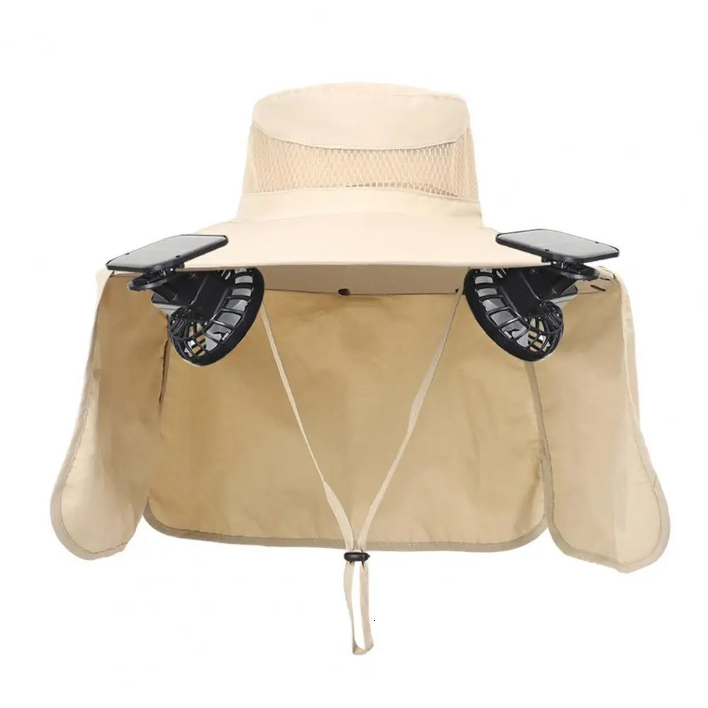 Sun Hat with 2 Fans Breathable Solar Fan Hat with Upf 50 Uv Protection 2 Solar Fans for Men Wide Brim Bucket Cap for Outdoor 250526