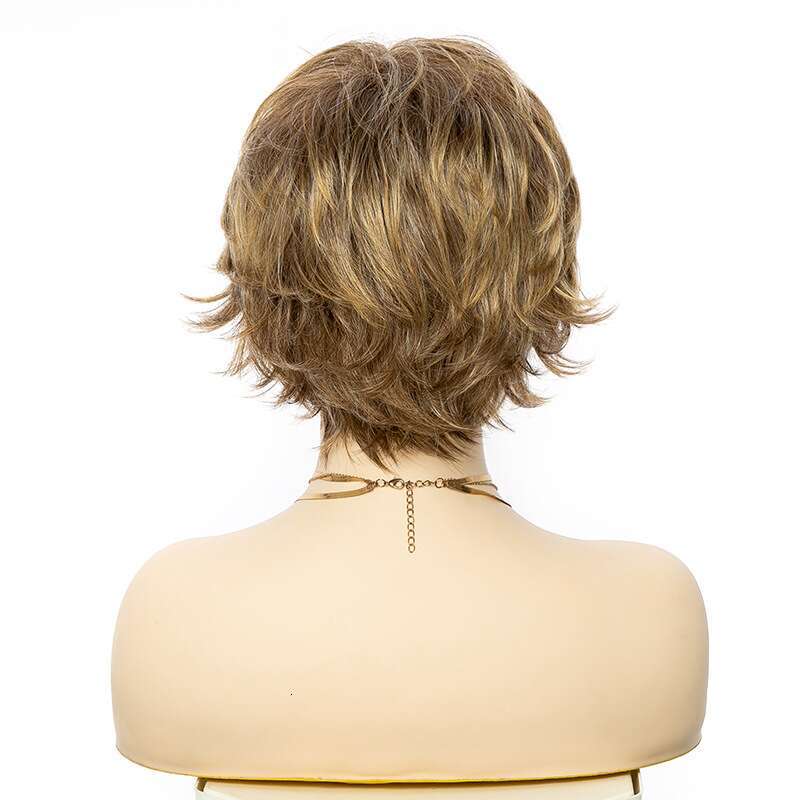 Women's wig Fashion Short Natural Curly Light Blonde Synthetic High-Temperature Fiber Wig
