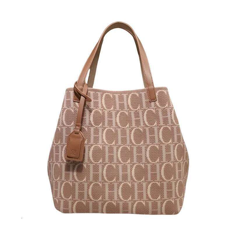 CH Daily Commuter Versatile Tote Superior Fashion Shoulder Pure Colour Letter Printing Design Ladies Bucket Bag