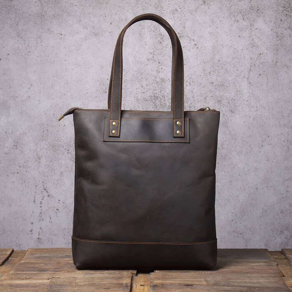 S.WORKER Vintage Genuine Men's Handbag Cowhide Briefcase Shoulder Women Casual Tote Bag 2020 NEW Crazy-horse Leather