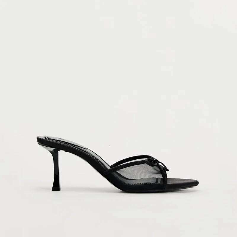 2024 Women Summer New Brand High Versatile Simple Slim Heel Sandals Slippers