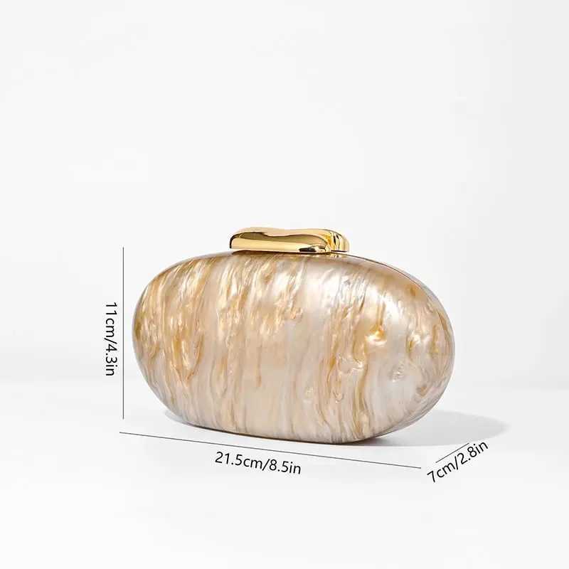 Pearl Shell Brand Bag Metal Clasp Women Shoulder Snake Chain Acrylic Box Clutches Lady Party Wedding Evening Egg Handbag Purse M250624