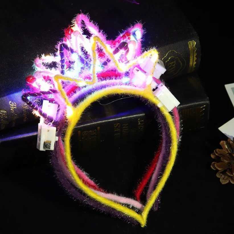 25pcs LED Glow Cat Bunny Ear Horn Hairbands Light Up Flash Headband Women Girl LED Neon Birthday Wedding Party Supplies W250528