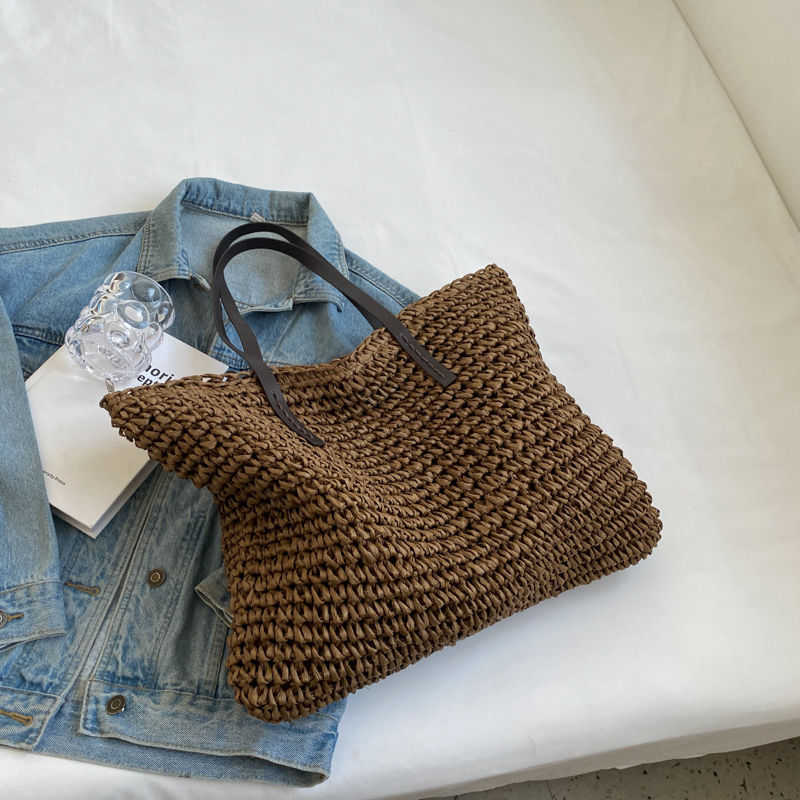 Large Capacity Grass Woven Large Bag Womens Bag New Stylish Woven Versatile Shoulder Bag Summer Fashion Tuochanglei