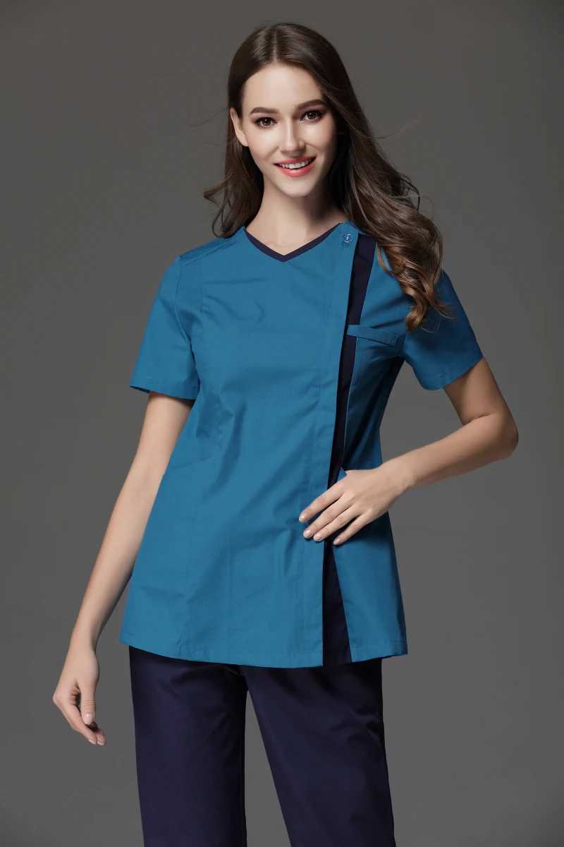 Front Side Button Opening Nurse Uniform Summer Short Slve Beauty Sn Women Skin Caring Two Colorway Working Overall X250528