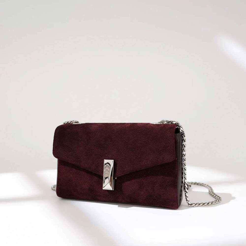 Genuine Leather Flap Design Small Square Simple Versatile Commuter Cowhide Shoulder Bag Lady Chains Handbags