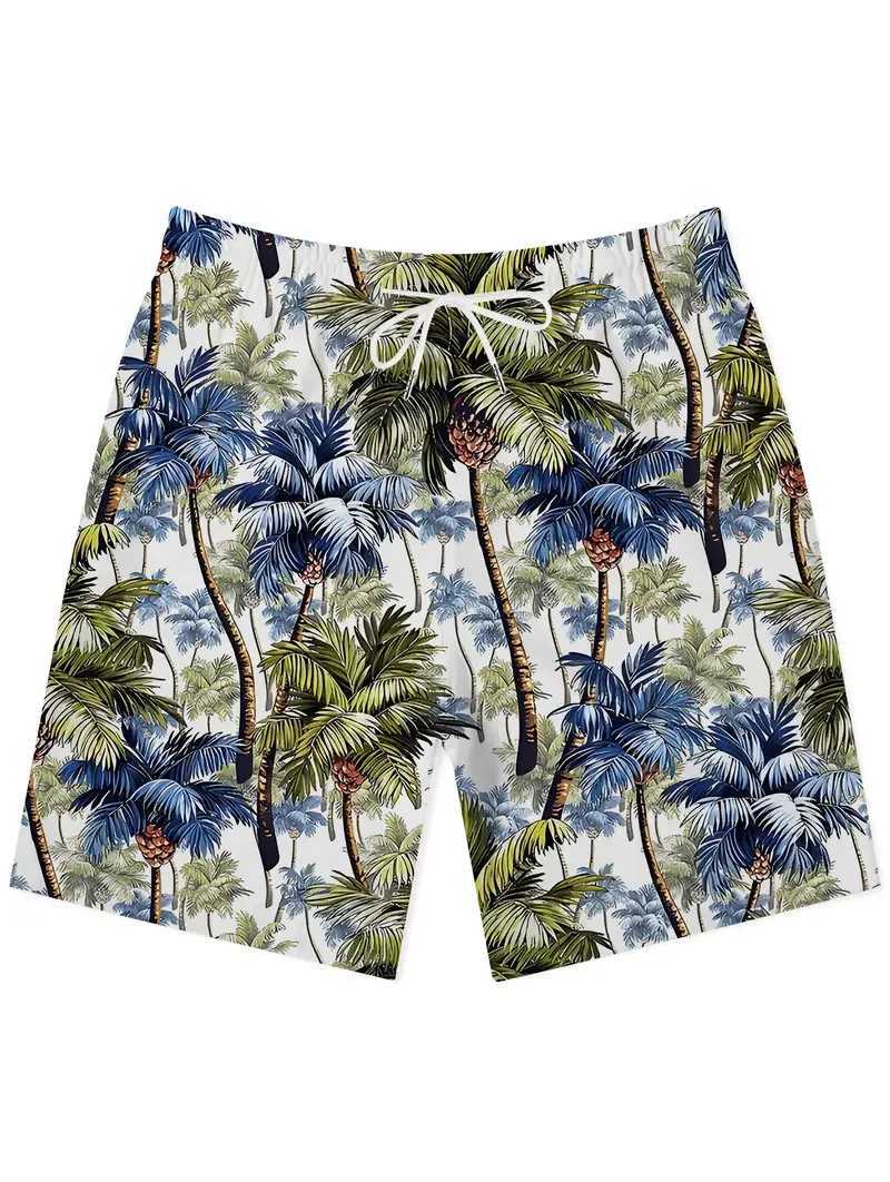 Coconut Leaves Man Swimwear Beach Briefs Summer Big Size 4XL Swimwear Men Board Shorts Casual Hawaiian 3D Flower Designer Shorts X250528