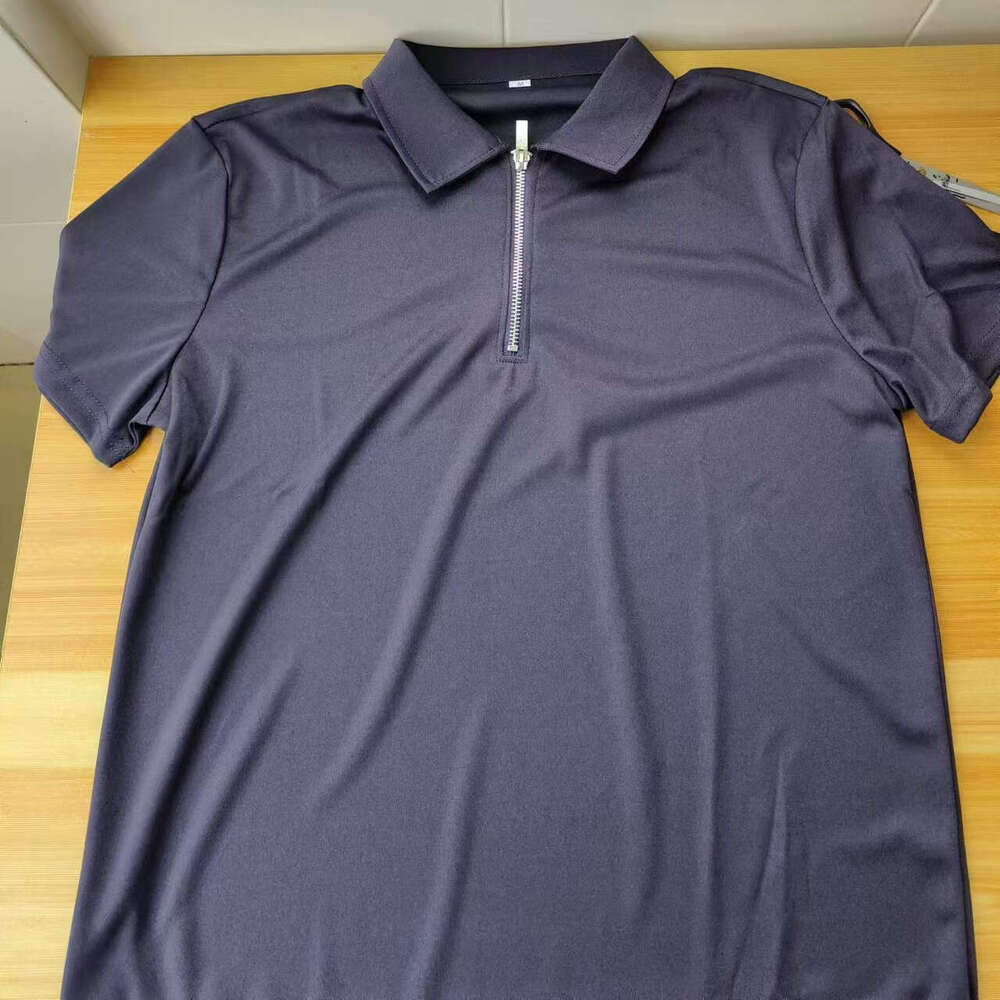 Mens Solid Color Cotton Polo Shirt with Turn-down Collar - Breathable Fabric for Comfort & Style
