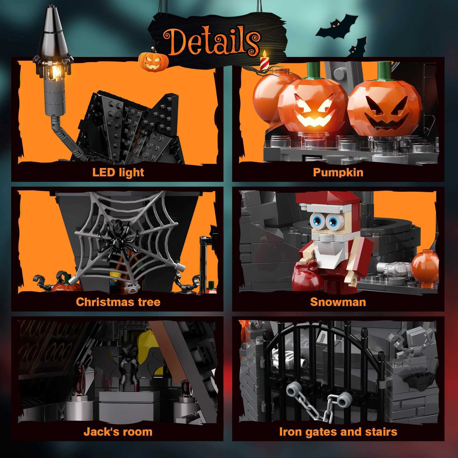 Nightmare Before Building Sets Horror Pumpkin Ghost House Model Blocks Halloween Christmas Gift Kids Adults Free shipping