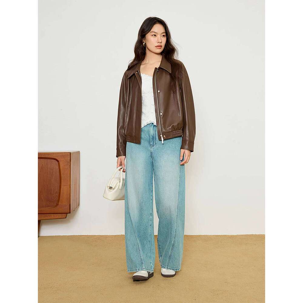 DUSHU Office Lady Women's Retro Leather 2025 Spring New Fashion Casual Loose Women Jacket 25DS81146