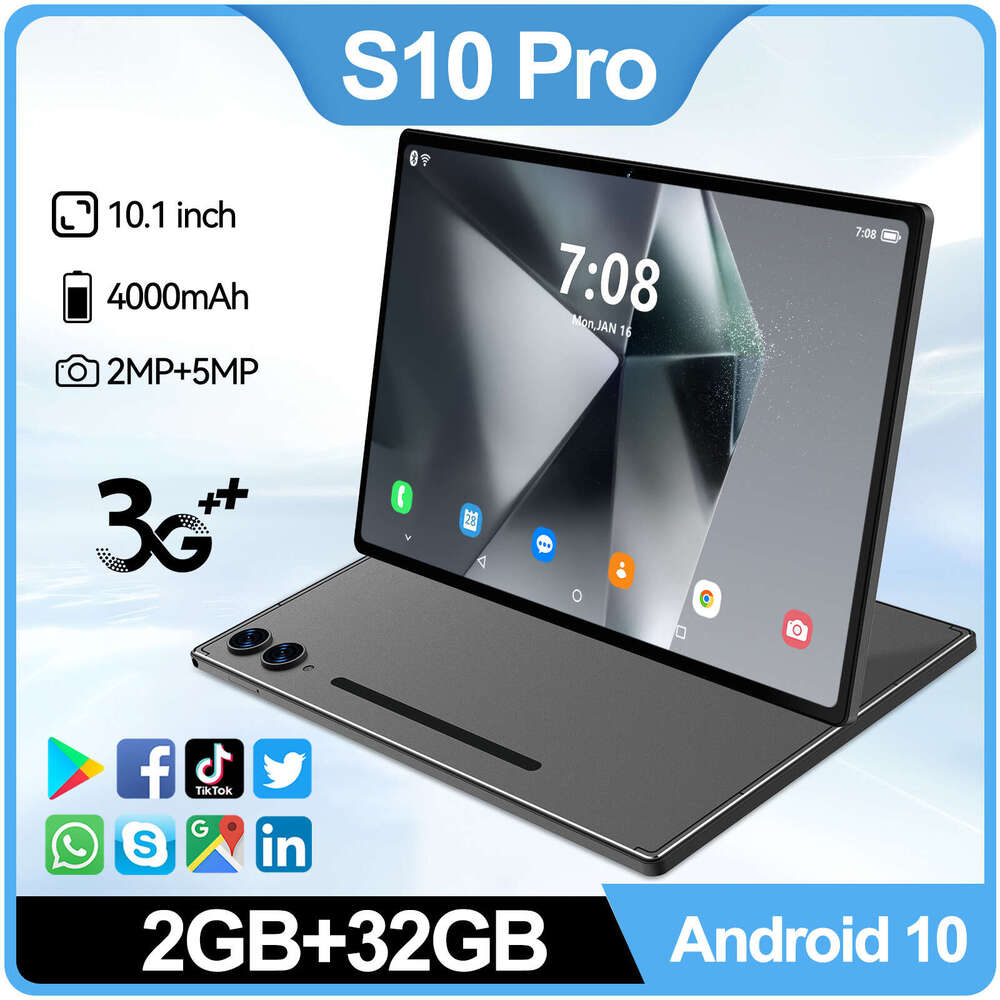 New Model Tablet S10 Pro 10.1inch Screen 3G 2+32G Android System 10 dual standby dual card suitable for learning and office Tablet supports multiple l
