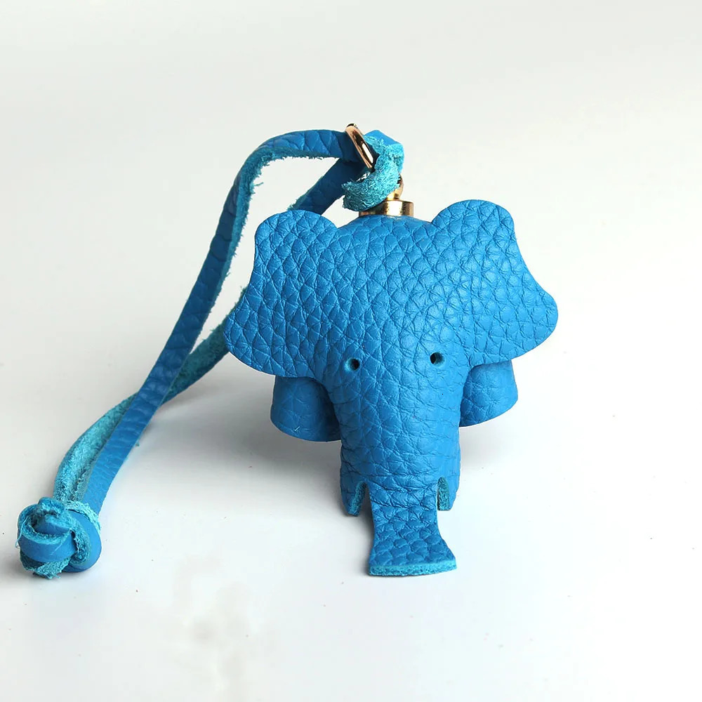 Ful Grain Genuine Leather Cute Lucky Elephant Cow Horse Keychain Pendant Animal Key Chain For Men Women Bag Charm Girls 250527
