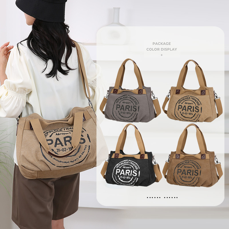 Luxury Brand Designer Bag Handheld Canvas For Women 2024 New Trendy Korean Letter Tote Casual Large Capacity Commuting Bag