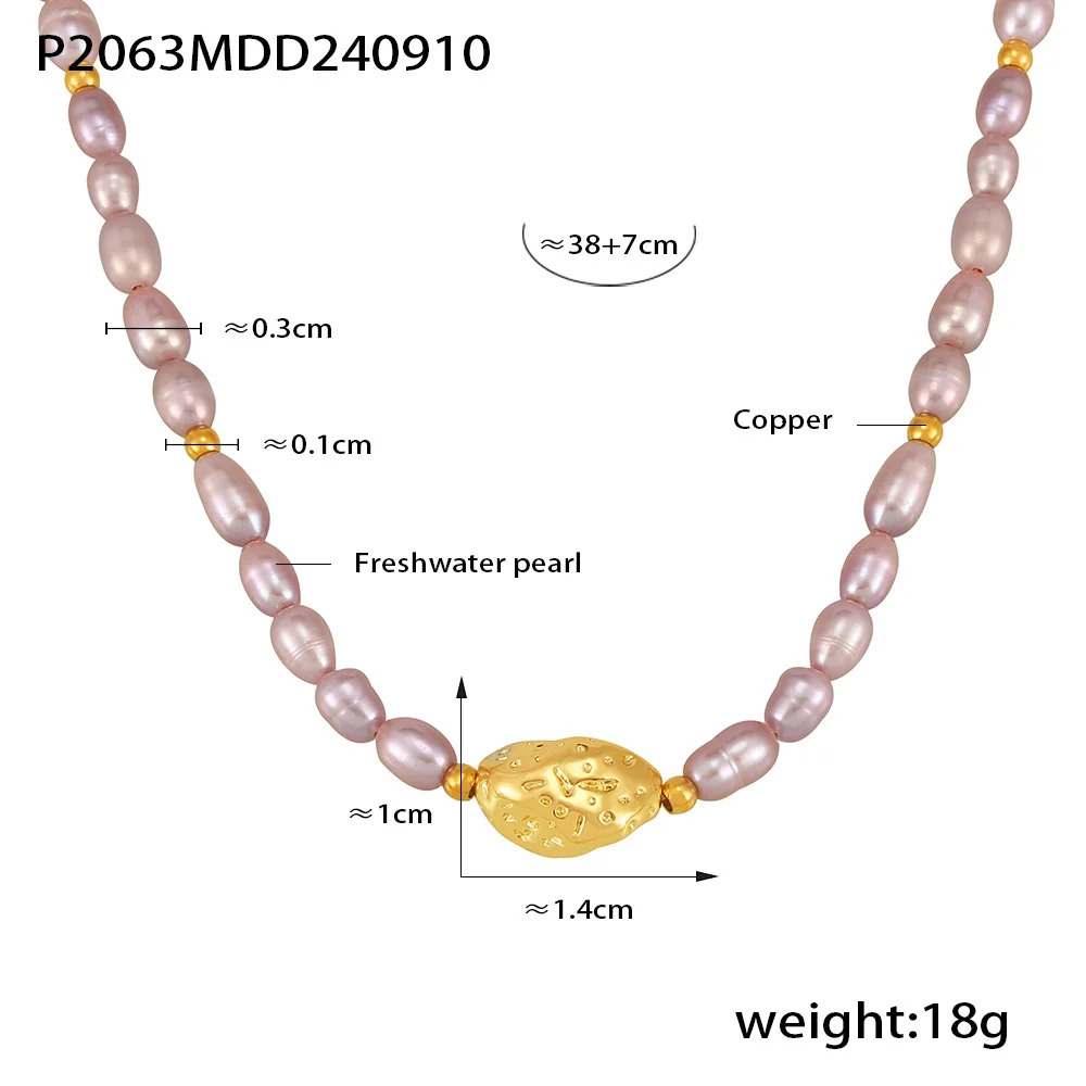 Elegant Purple Freshwater Pearl Necklace for Women Copper Beaded Clavicle Chain Jewelry Gift Wholesale 250520