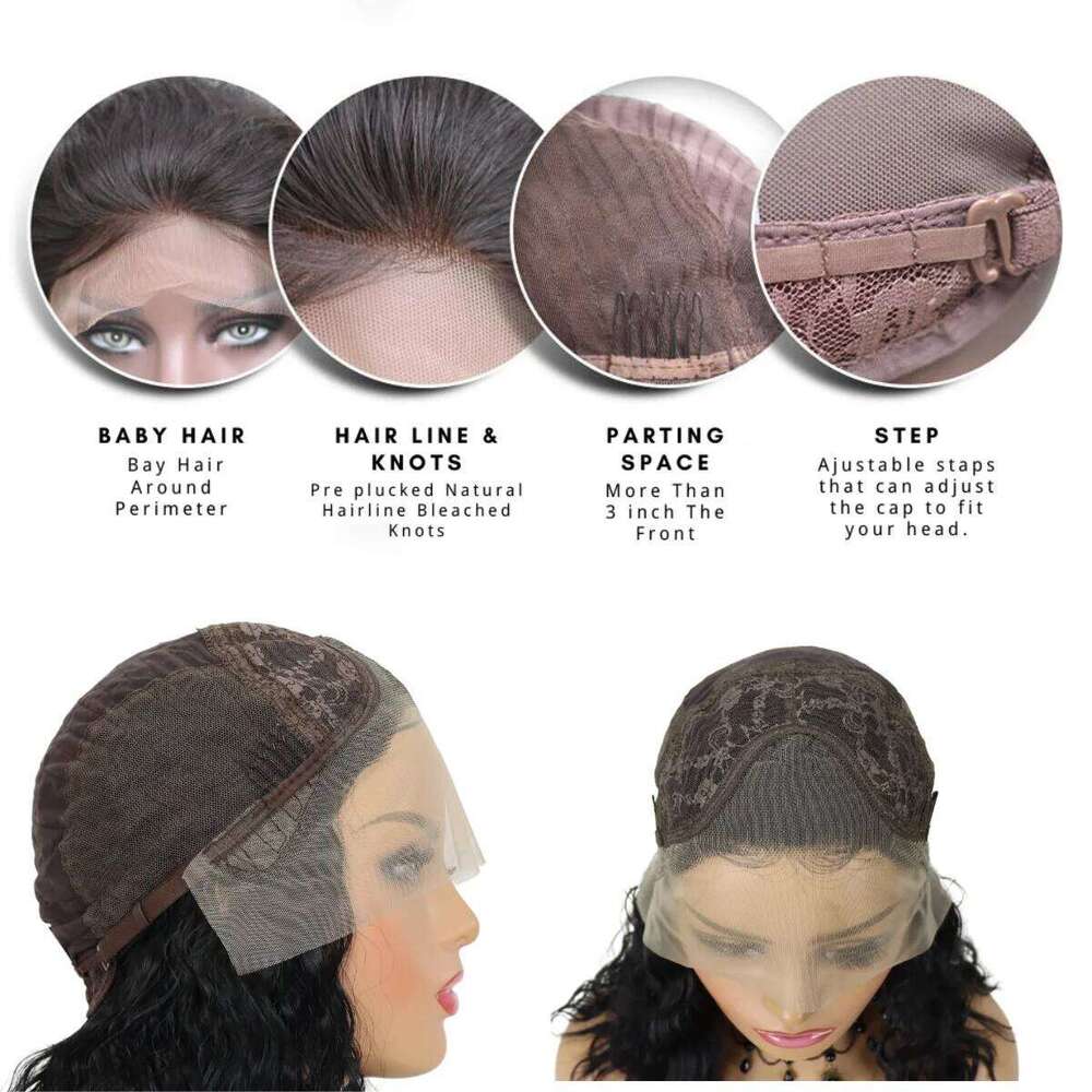 Wave Frontal 13X4 Deep for Black Women Curly Synthetic Front Wig Glueless Lace Wigs