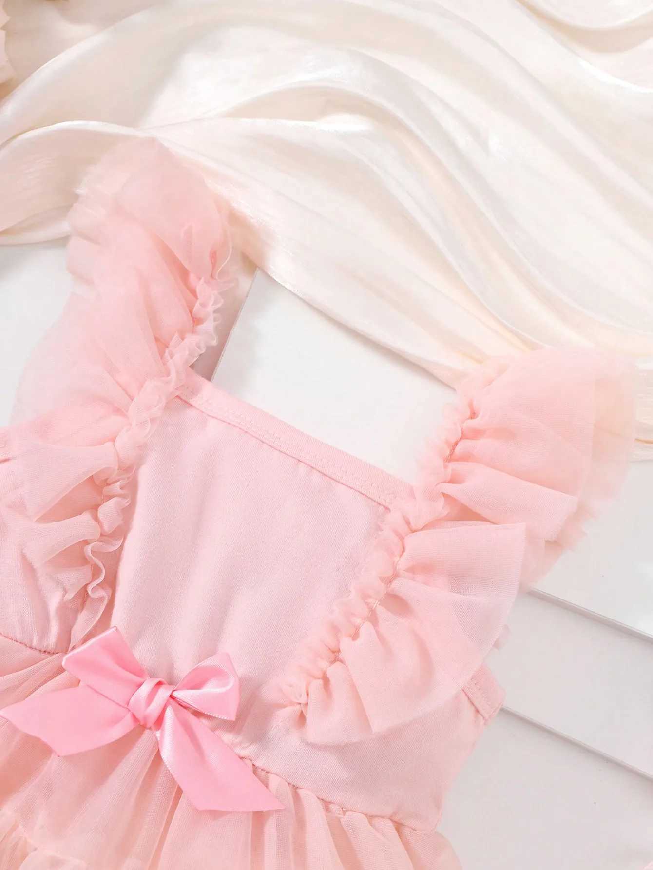 Baby Summer Bow Mesh Casual Cute Comfortable One Piece Dress X250528