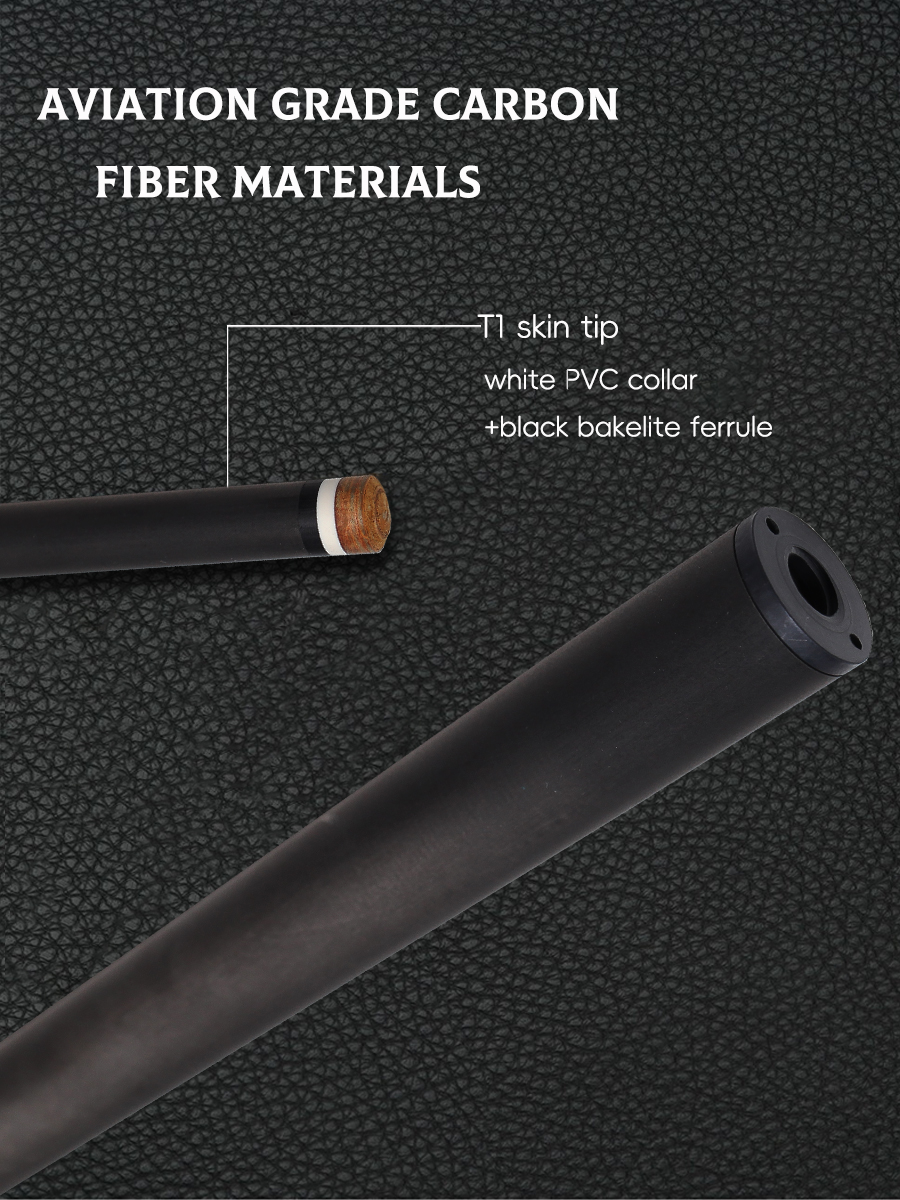 OKHEALING - 30in Uni-loc Joint Carbon Fiber Pool Cue Single Shaft, Customized Tip 9.5mm, 11mm, 11.8mm, 12mm, 12.4mm, 13mm, Low Deflection Technology, 