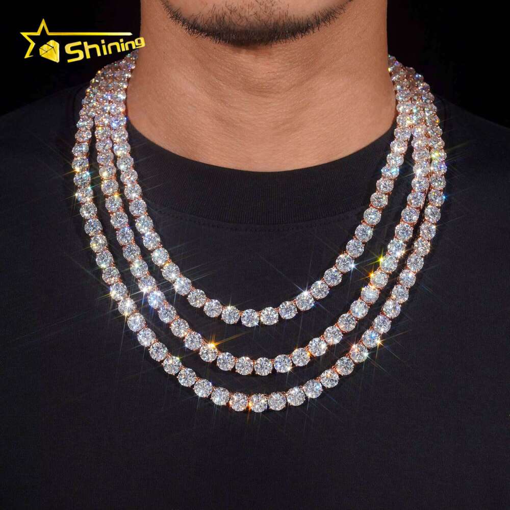 Wholesale Price 8mm Tennis Chain S Gold Plated Pass Dia Tester Gra Certificate Moissanite Fine Jewelry