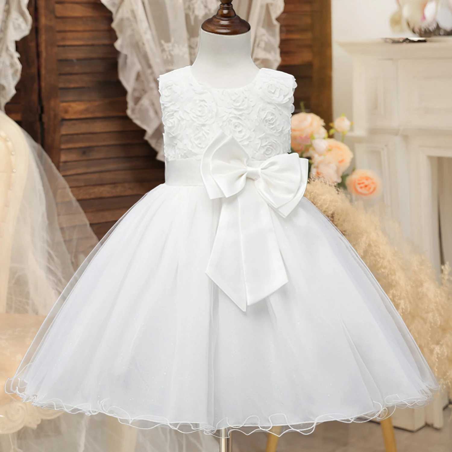 White Flower Girl Dress Kid Girls First Communion Dresses Tutu Lace Birthday Wedding Princess Bridesmaids Costume For Teen Girls X250528