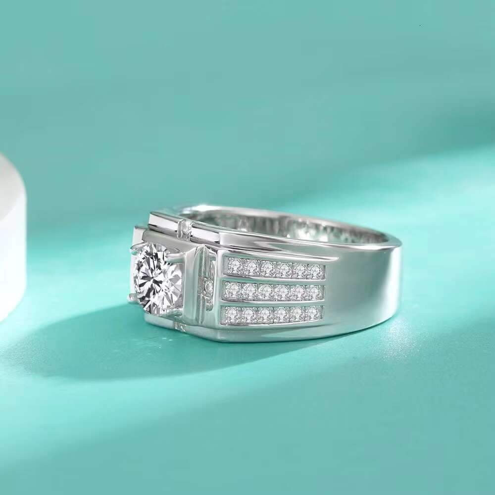 High Quality 1ct VVS1 D Color clear Moissanite Diamond Jewelry 925 Sterling Silver Engagement Men Wedding Rings