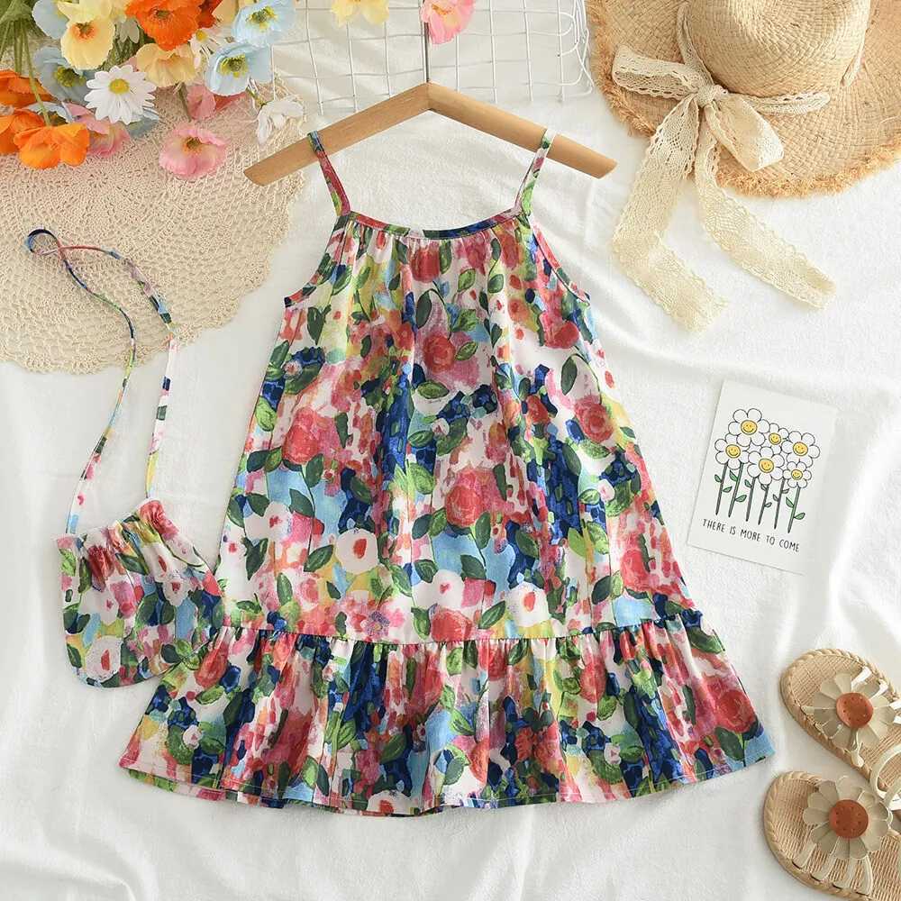 Bear Leader 3-7 Years Baby Girl Flower Dresses With a Bag Summer Floral Suspender Dress Kids Girls 2-Piece Sets Clothing X250528