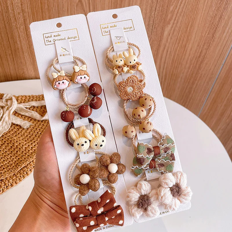 Cute Cartoon Flower Bow Children Small Scrunchie Baby Girl Kid Elastic Hair Rubber Band Accessories Tie Hair Ring Rope Headdress 250528