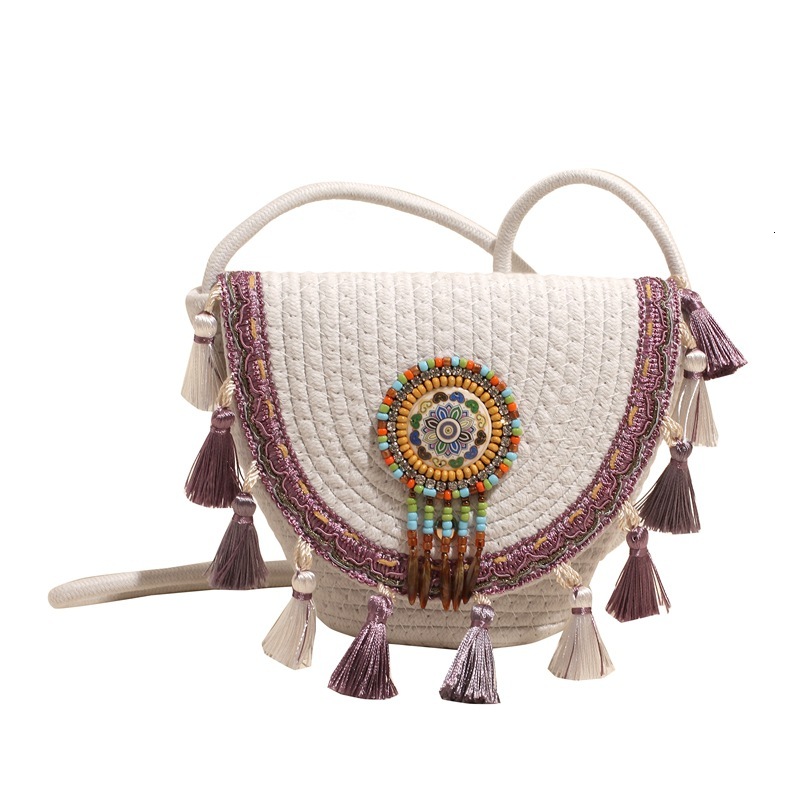 Luxury Brand Designer Bag Bohemian Style Grass 2025 Summer New Woven Hand-Held Tassel Letter Package Single Shoulder Crossbody Women's Bag